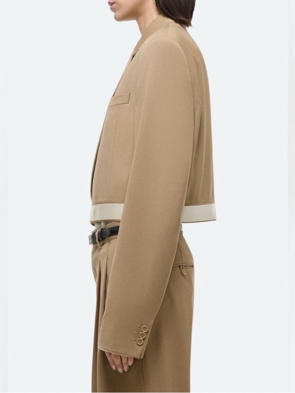 Helmut Lang Cropped Blazer in Tan
